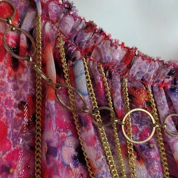 Tahari Seliah Dress Floral With Gold Chain Accents NWT - Picture 11 of 14